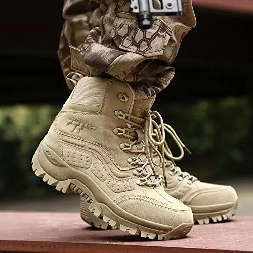 CERYTHRINA Men's Military and Tactical Boot waterproof police Ankle strap and Zipper Bootie