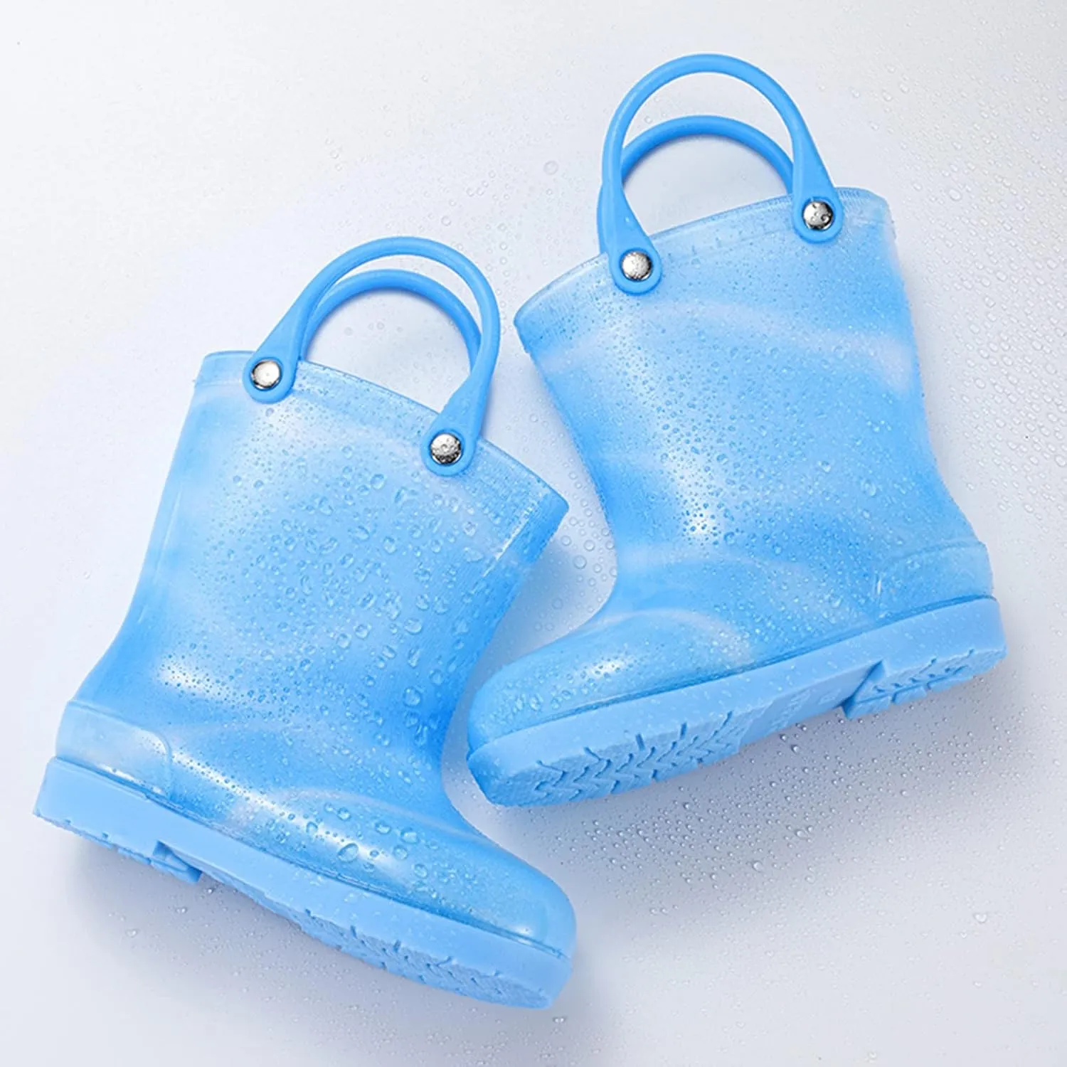 Children Rain Boots Colourful Bowknot Waterproof Kids Rain Boots Boys Girls Infant Rubber Rainboots with Handle