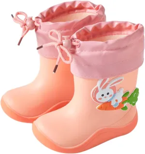Children's Rain Shoes Boys Girls Water Shoes Baby Rain Boots Lightweight Warm Water Boots with Adjustable Buckle Baby