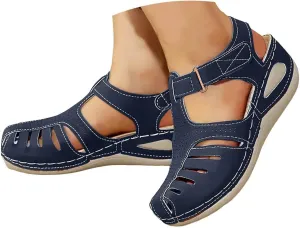 Closed Toe Sandals Women Flat Dressy Comfortable Slip On Sandals Non Slip Platform Wedge Sandals Fisherman Sandals