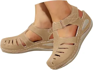Closed Toe Sandals Women Flat Dressy Comfortable Slip On Sandals Non Slip Platform Wedge Sandals Fisherman Sandals