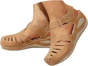 Closed Toe Sandals Women Flat Dressy Comfortable Slip On Sandals Non Slip Platform Wedge Sandals Fisherman Sandals