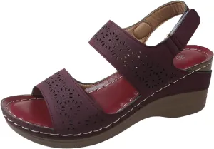 Comfortable Orthopedic Sandals New Fish Mouth Slotted Wedge Platform Casual Women's Sandals Texture Surface Platform