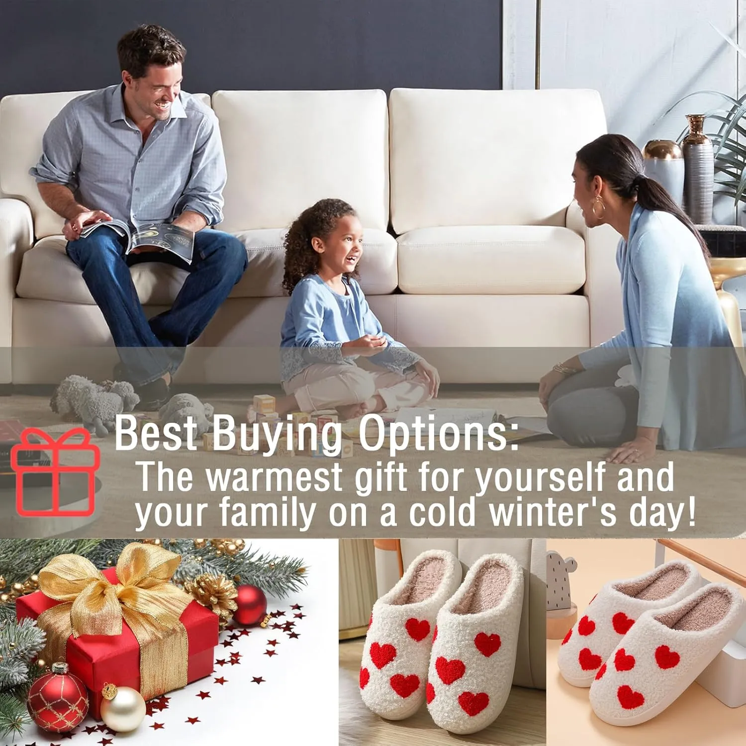 Cute Heart Slippers for Women and MenWhite Soft Curly Indoor Slippers with polar fleece liningCozy indoor/outdoor shoes??Father's Day Gift