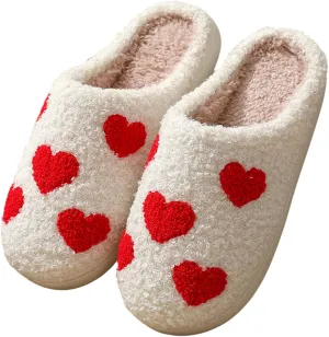 Cute Heart Slippers for Women and MenWhite Soft Curly Indoor Slippers with polar fleece liningCozy indoor/outdoor shoes??Father's Day Gift