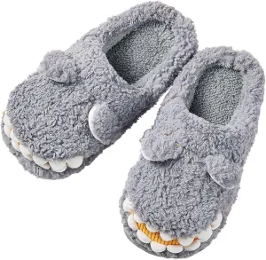 Dinosaur Slippers for Boys Girls Warm Fuzzy Slippers Kids House Slippers Memory Foam Anti-Slip Indoor Slippers Winter