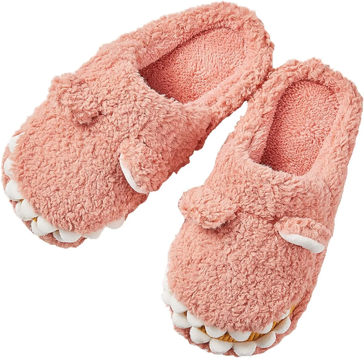 Dinosaur Slippers for Boys Girls Warm Fuzzy Slippers Kids House Slippers Memory Foam Anti-Slip Indoor Slippers Winter