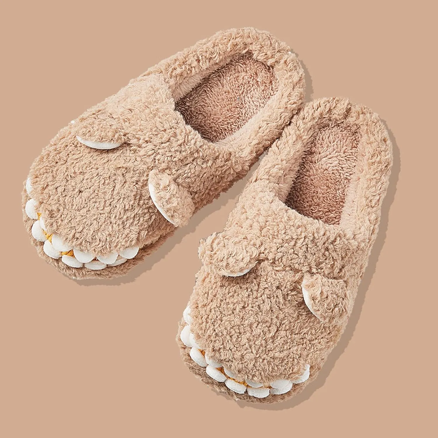 Dinosaur Slippers for Boys Girls Warm Fuzzy Slippers Kids House Slippers Memory Foam Anti-Slip Indoor Slippers Winter