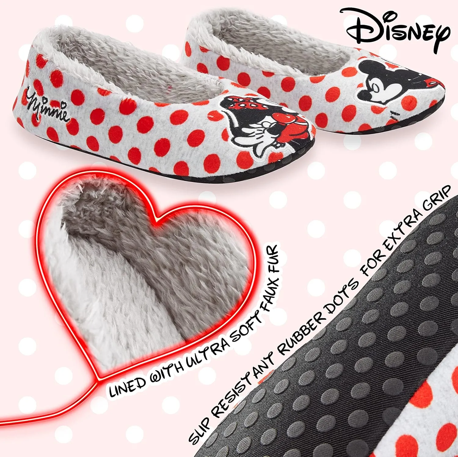 Disney Women's Sock Slippers Ballet Style Non Slip Minnie Stitch Gifts