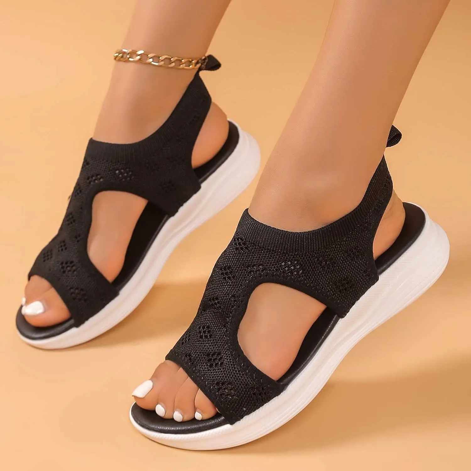 Dress Sandals For Women Sparkly Summer Shoes Women With Back Strap Fashion Gladiator Flat Sandals