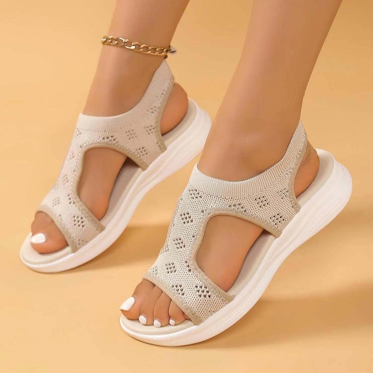 Dress Sandals For Women Sparkly Summer Shoes Women With Back Strap Fashion Gladiator Flat Sandals