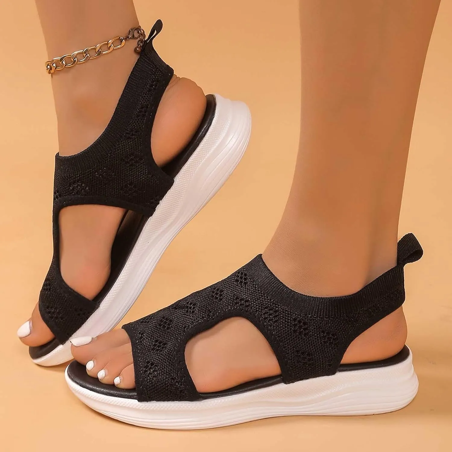 Dress Sandals For Women Sparkly Summer Shoes Women With Back Strap Fashion Gladiator Flat Sandals