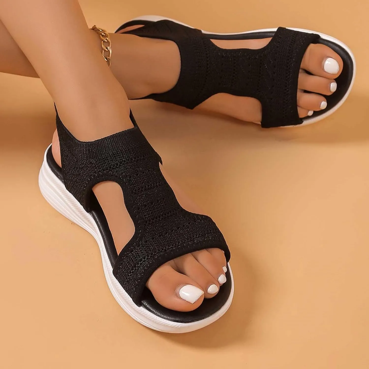 Dress Sandals For Women Sparkly Summer Shoes Women With Back Strap Fashion Gladiator Flat Sandals