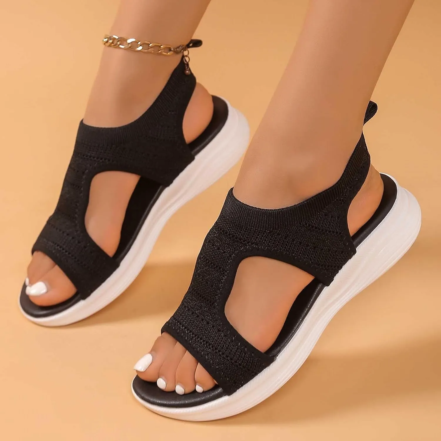Dress Sandals For Women Sparkly Summer Shoes Women With Back Strap Fashion Gladiator Flat Sandals