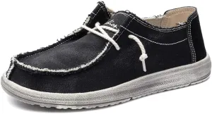 Driving Loafer for Men Boat Moccasins Lace Up Style Canvas Material Simple Casual Round Toe