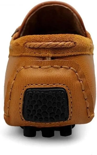 Driving Loafer for Men Boat Moccasins Slip On Style Cowhide Leather Breathable Hand-Woven Upper Bowknotdecor