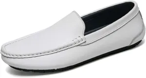 Driving Loafer for Men Boat Moccasins Slip On Style Microfiber Leather Simple Pure Colors Low Top Round Toe