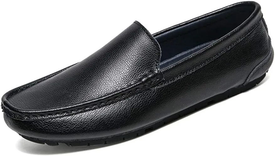 Driving Loafer for Men Boat Moccasins Slip On Style Microfiber Leather Simple Pure Colors Low Top Round Toe