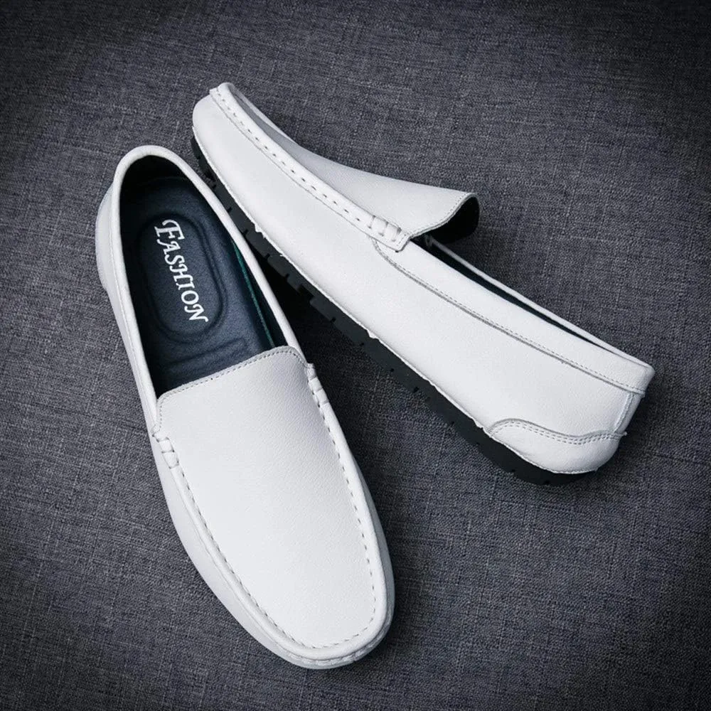Driving Loafer for Men Boat Moccasins Slip On Style Microfiber Leather Simple Pure Colors Low Top Round Toe