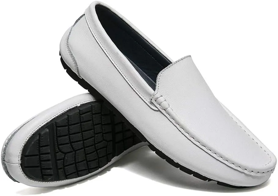 Driving Loafer for Men Boat Moccasins Slip On Style Microfiber Leather Simple Pure Colors Low Top Round Toe