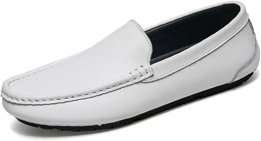 Driving Loafer for Men Boat Moccasins Slip On Style Microfiber Leather Simple Pure Colors Low Top Round Toe