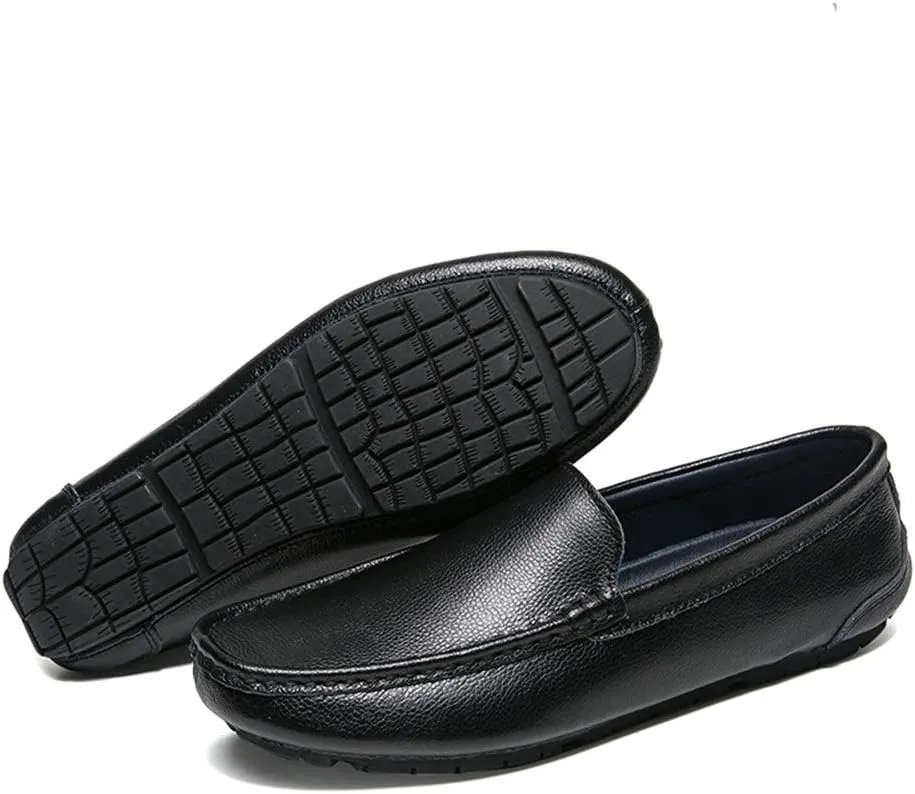 Driving Loafer for Men Boat Moccasins Slip On Style Microfiber Leather Simple Pure Colors Low Top Round Toe