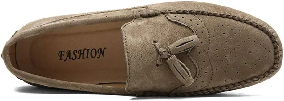 Driving Loafer for Men Boat Moccasins Slip On Style Pigskin Leather Classic Fringe Breathable Solid Color