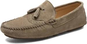 Driving Loafer for Men Boat Moccasins Slip On Style Pigskin Leather Classic Fringe Breathable Solid Color