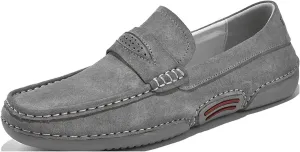 Easy to Put and Remove Smoking Loafer for Men Genuine Leather Round Toe Stitching Details Breathable Flat Heel Comfortable Resistant Soft Flexible Casual Slip On for All Occasions