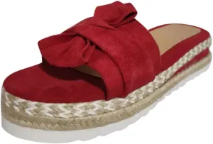 Eduavar Espadrille Sandals for Women, Sandals for Women Dressy Summer Bow Tie Open Toe Slip-on Sandals Wedge Platform Sandals