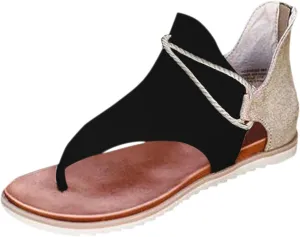 Eduavar Flat Sandals for Women Summer, Sandals for Women Dressy Summer Open Toe Flip Flops Sandals Summer Flat Zip Up Sandals