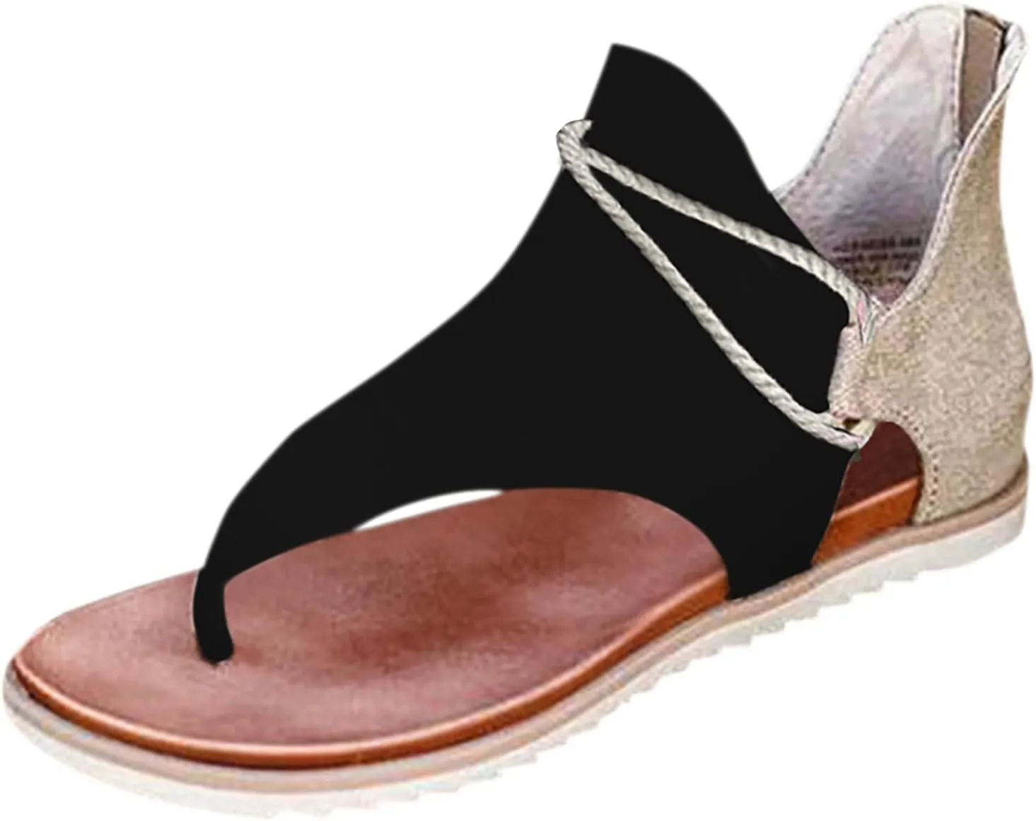 Eduavar Flat Sandals for Women Summer, Sandals for Women Dressy Summer Open Toe Flip Flops Sandals Summer Flat Zip Up Sandals