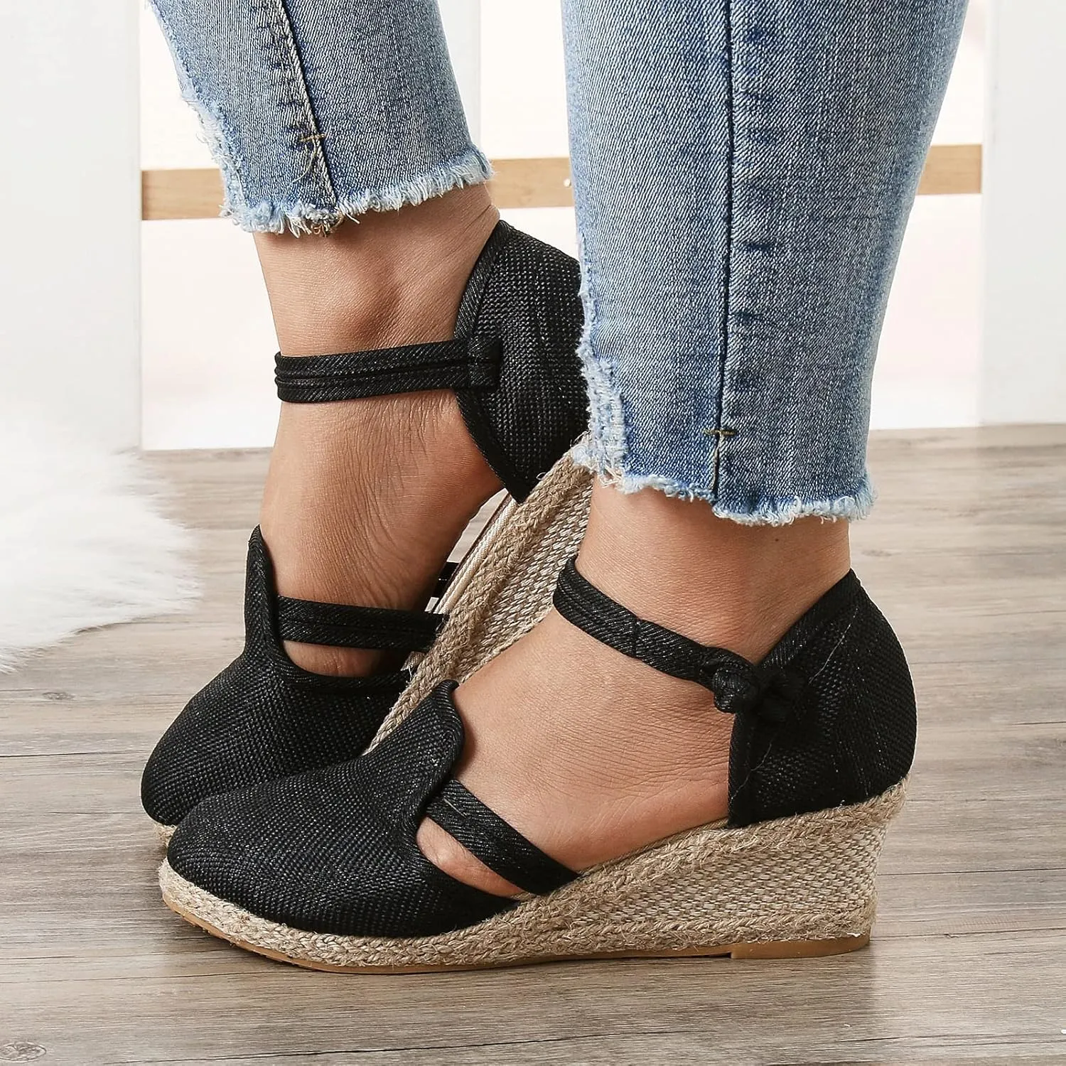 Eduavar Sandals for Women Dressy, Orthopedic Sandals for Women Comfy Sandals Shoes Close Toe Espadrille Wedge Sandals