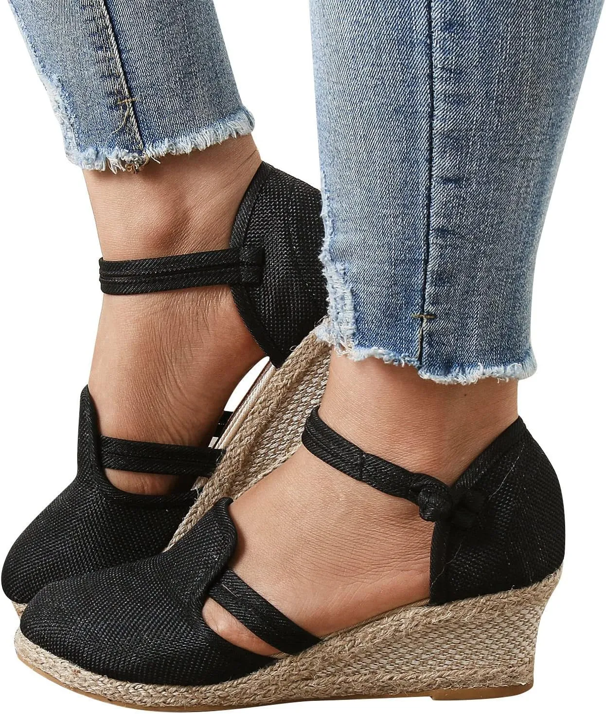Eduavar Sandals for Women Dressy, Orthopedic Sandals for Women Comfy Sandals Shoes Close Toe Espadrille Wedge Sandals
