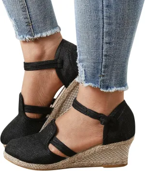 Eduavar Sandals for Women Dressy, Orthopedic Sandals for Women Comfy Sandals Shoes Close Toe Espadrille Wedge Sandals