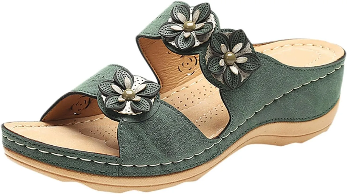 Eduavar Sandals for Women Dressy Summer, Orthopedic Sandals for Women Open Toe Slip-on Sandals Slippers Casual Beach Sandals