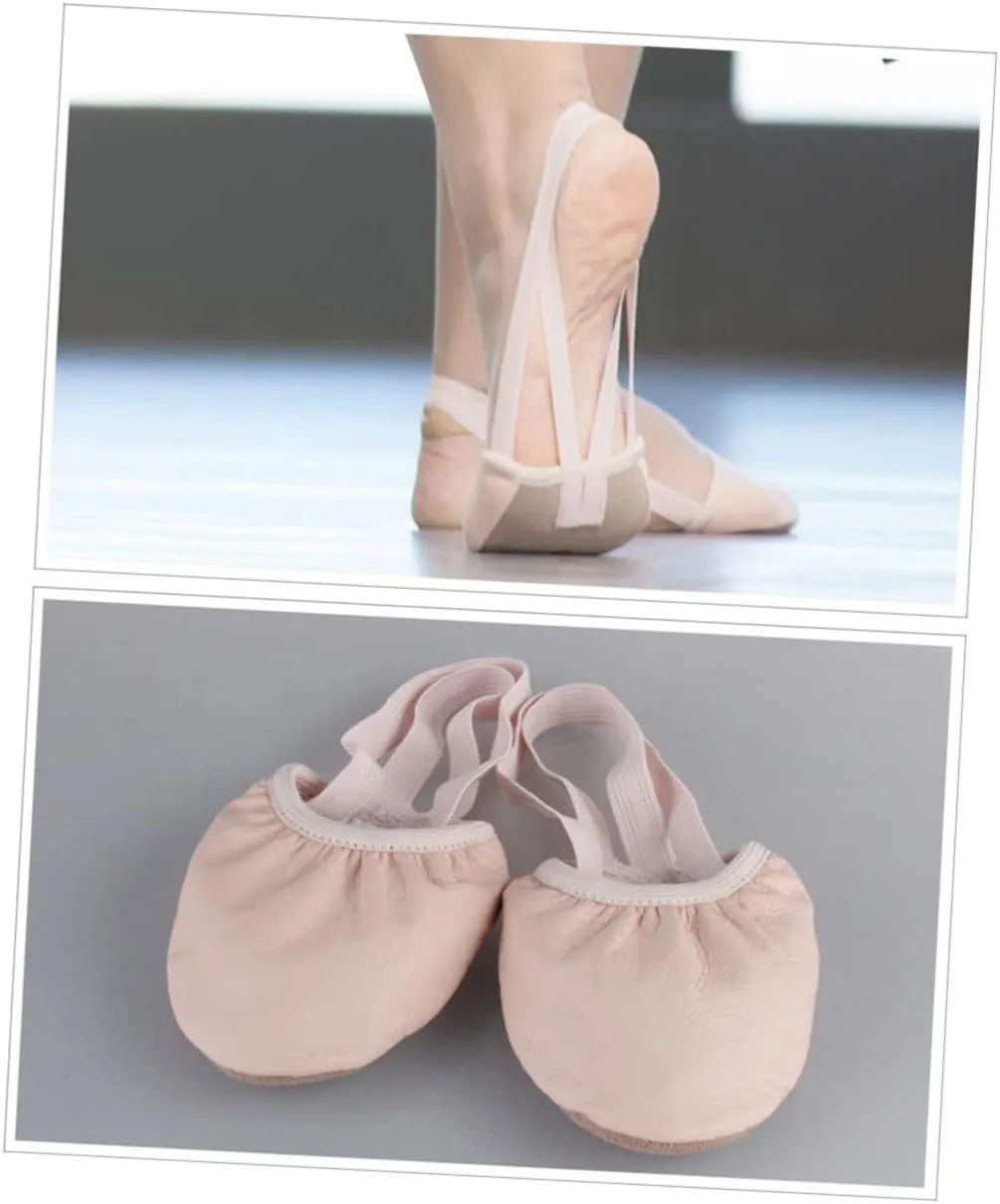 Elastic Band Dance Shoes for Women Ballet Toe Shoes Non-Slip Breathable Design Half Sole Toe Protectors for Yoga Folk Modern Ballroom Jazz Size 33