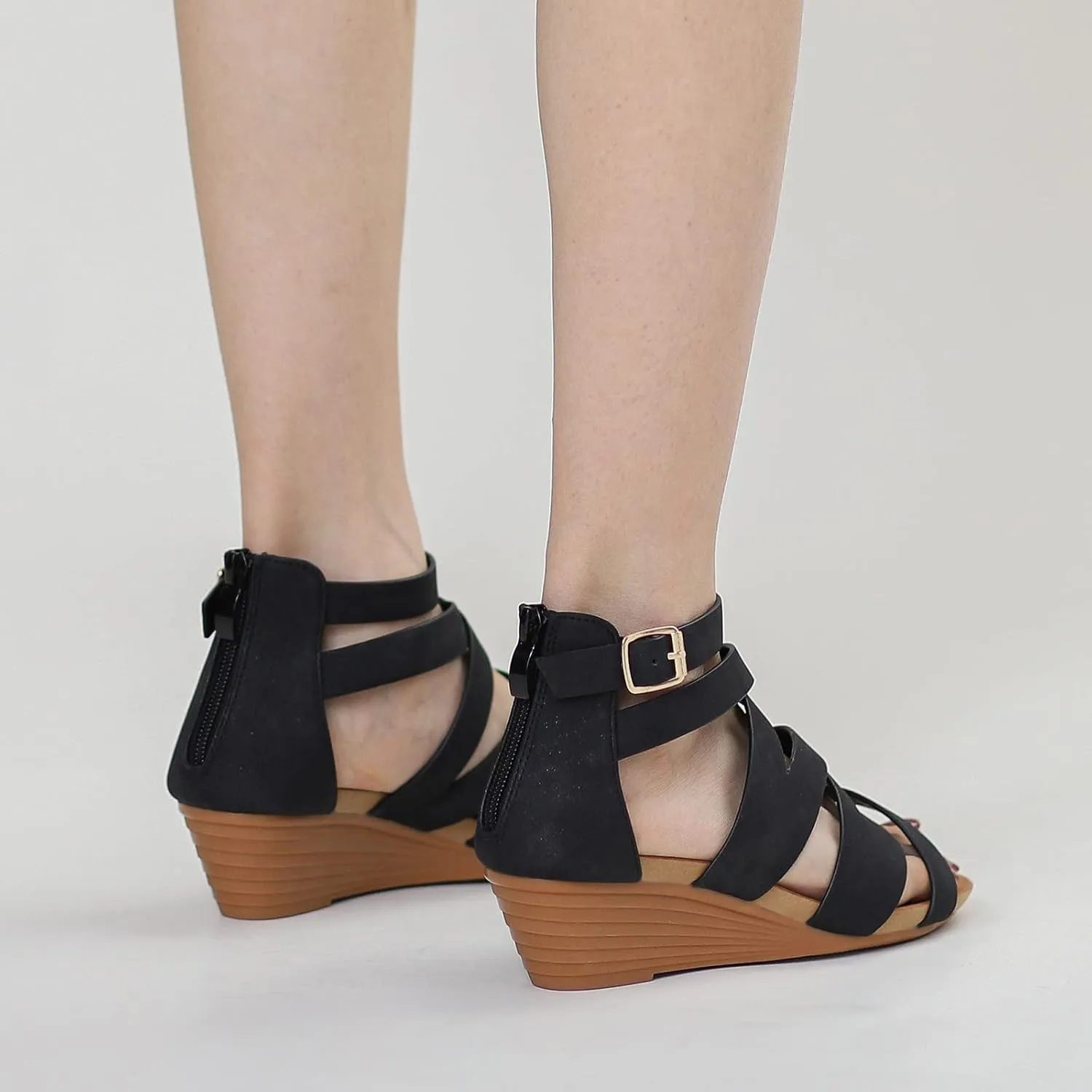 Fashion Spring And Summer Women Sandals Wedge Heel And Open Toe Hollow Breathable And Straight Platform Shoes