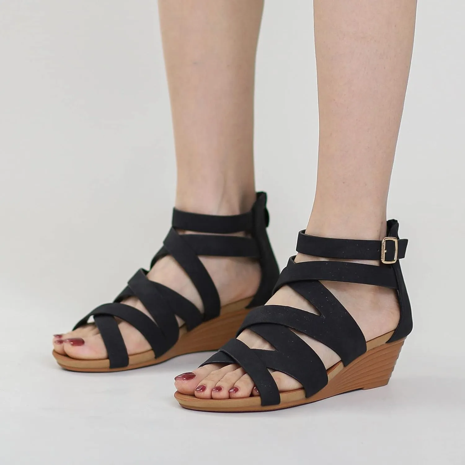 Fashion Spring And Summer Women Sandals Wedge Heel And Open Toe Hollow Breathable And Straight Platform Shoes