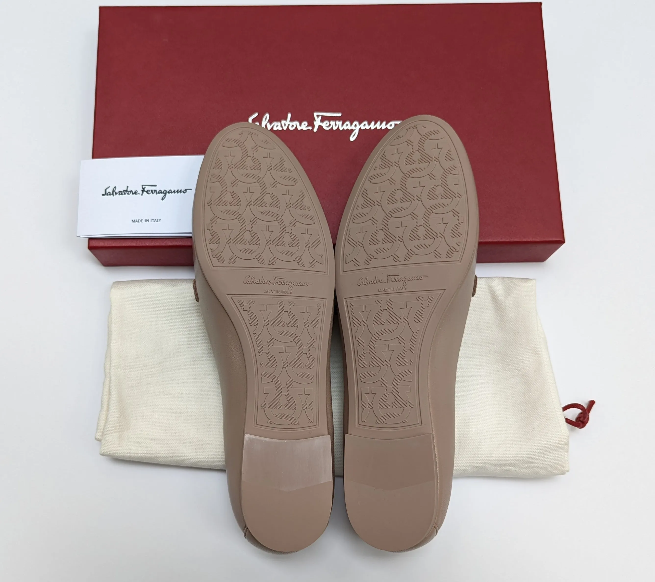 Ferragamo Trifoglio Stone Leather Loafers Flats