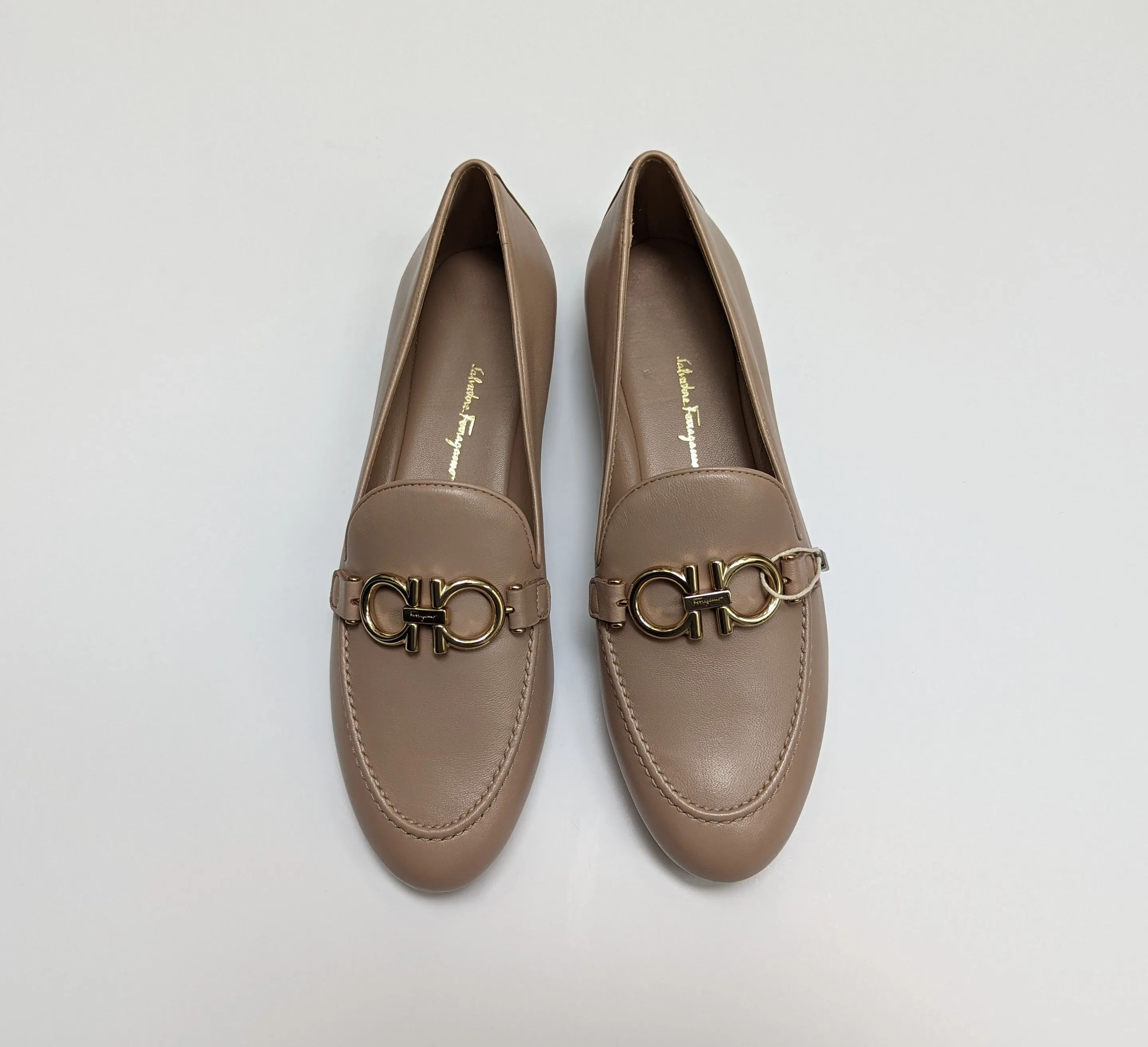 Ferragamo Trifoglio Stone Leather Loafers Flats