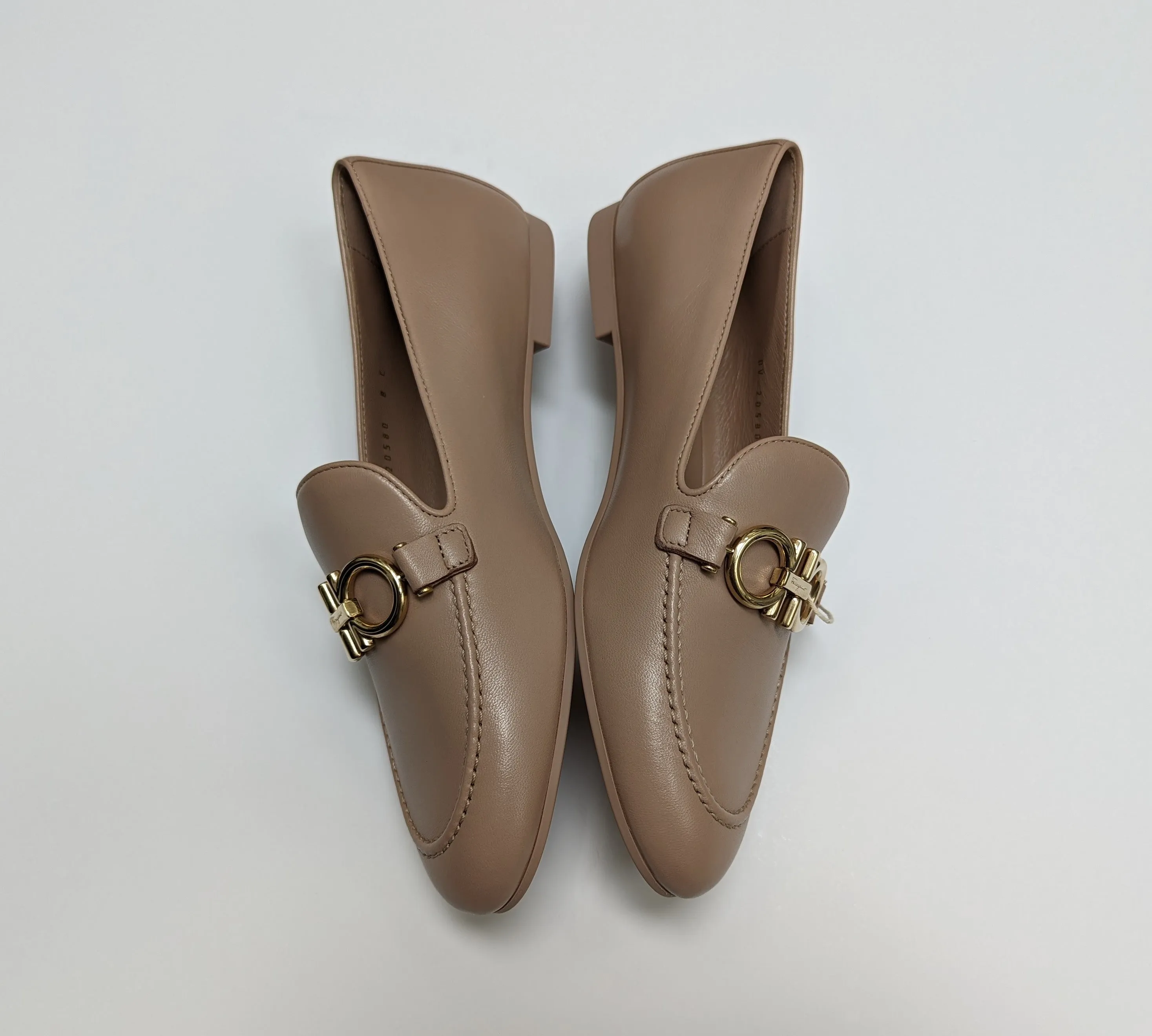 Ferragamo Trifoglio Stone Leather Loafers Flats