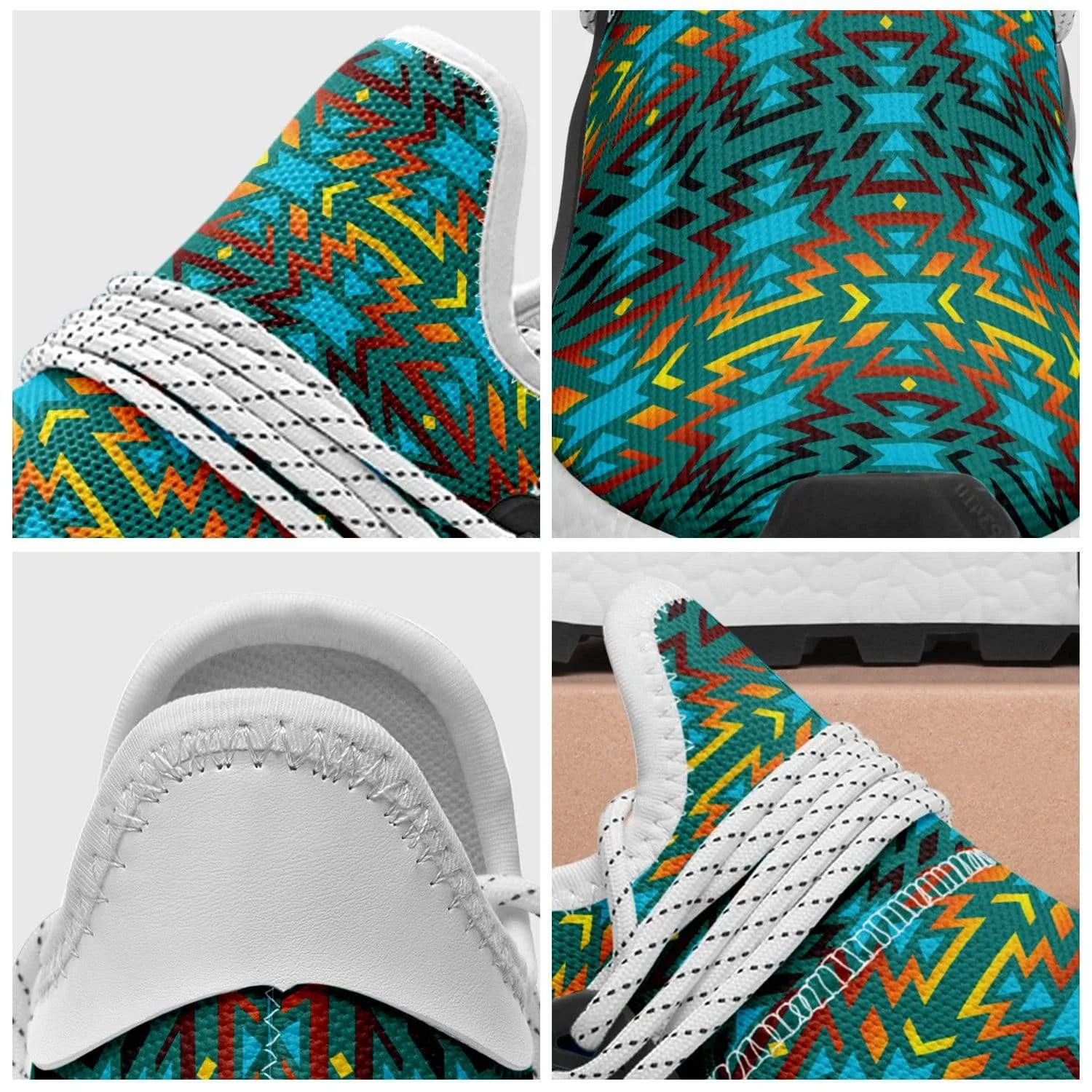 Fire Colors and Turquoise Teal Okaki Sneakers