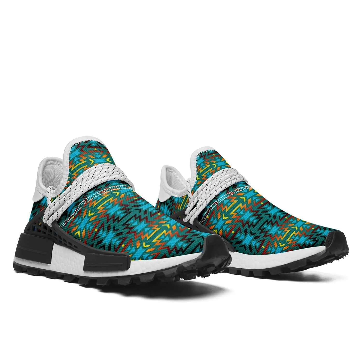 Fire Colors and Turquoise Teal Okaki Sneakers