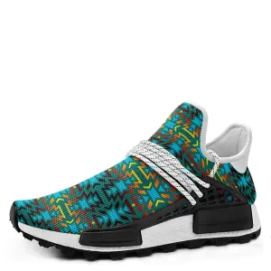 Fire Colors and Turquoise Teal Okaki Sneakers