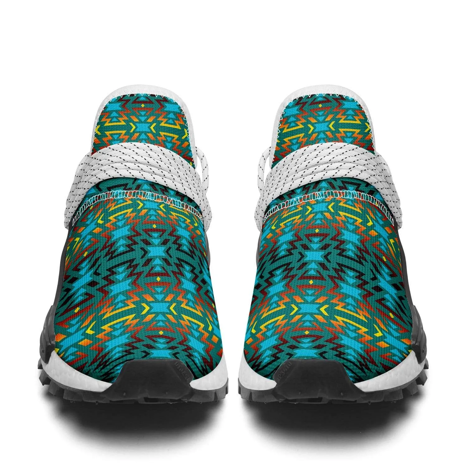 Fire Colors and Turquoise Teal Okaki Sneakers