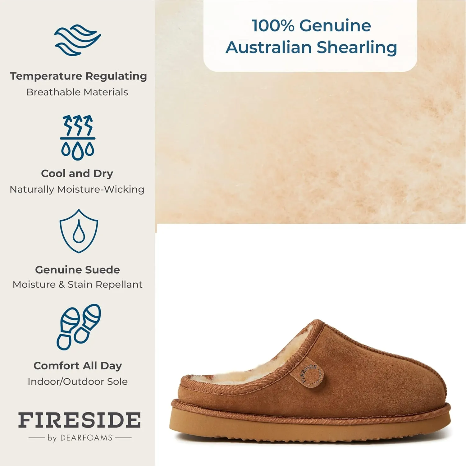 Fireside by Dearfoams Men's Grafton Shearling Indoor/Outdoor Clog Slipper