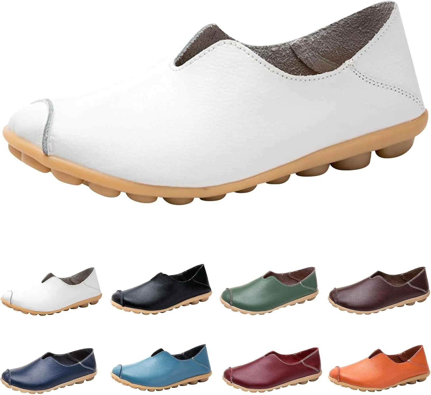 Flat Loafers for Women Comfort Dressy Casual Slip-Ons Walking On Clouds Flat Loafer Soft Leather Shoes