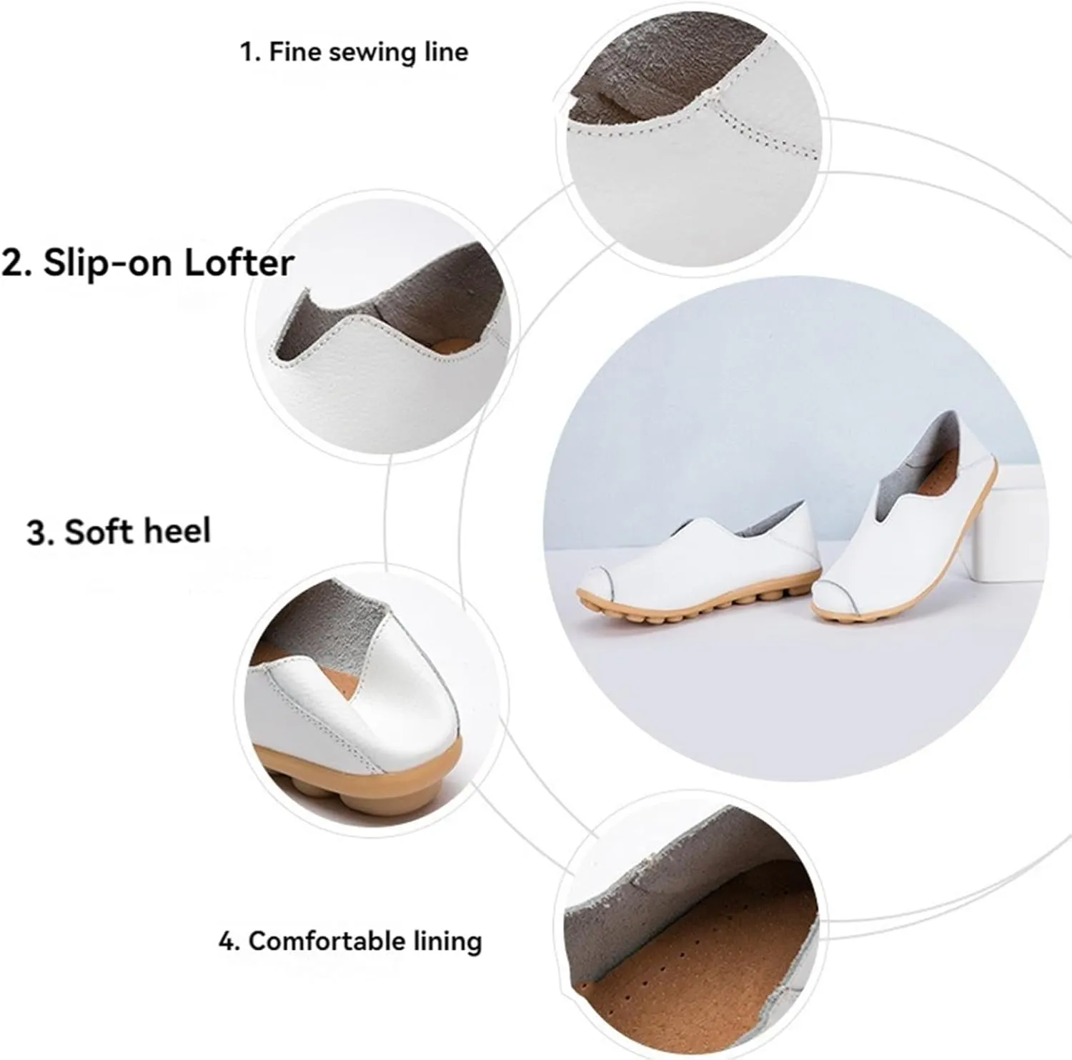 Flat Loafers for Women Comfort Dressy Casual Slip-Ons Walking On Clouds Flat Loafer Soft Leather Shoes