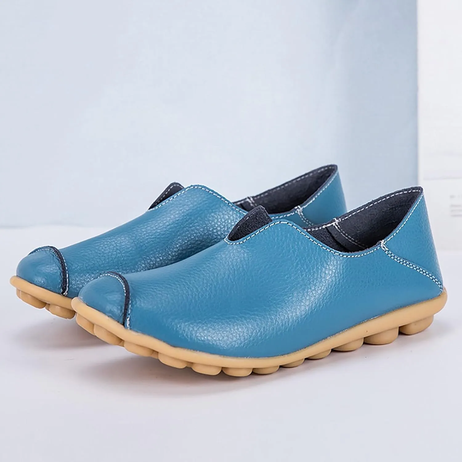 Flat Loafers for Women Comfort Dressy Casual Slip-Ons Walking On Clouds Flat Loafer Soft Leather Shoes